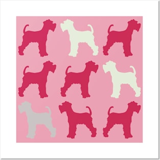 Pink Miniature Schnauzer Dog Pattern Posters and Art